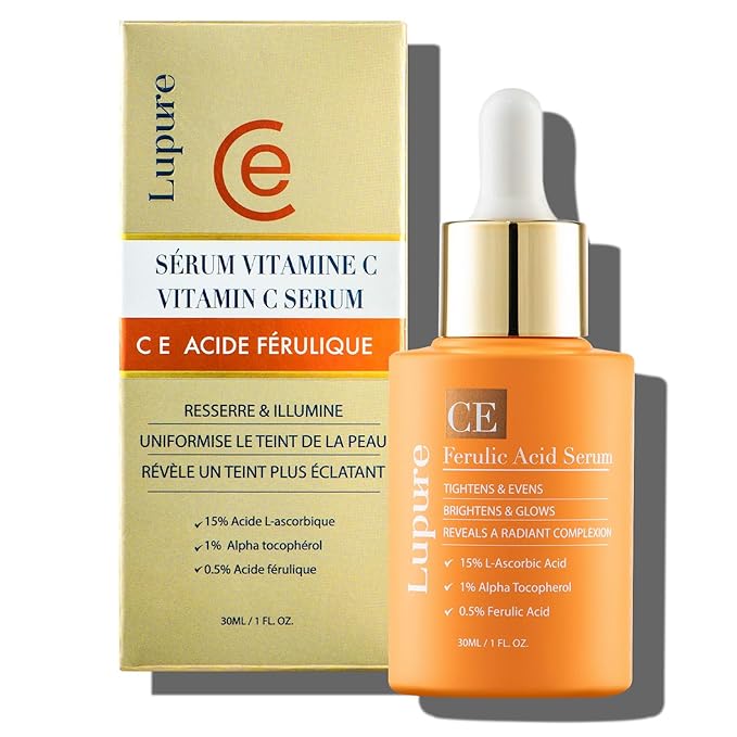 Vitamin C Face Serum: Anti Aging Super Vit C Facial Serum with Ferulic Acid Pure L-Ascorbic Acid, Vitamin E and Hyaluronic Acid for Dark Spots and Skin Care-GlimoraGlow