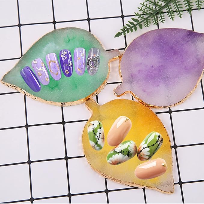 1 Piece Nail Art Palette Nail Polish Palette Mixing Palette Makeup Plate Nail Plate for Nail Art Nail Tip Holder Nail Art Display (yellow leaf)-GlimoraGlow