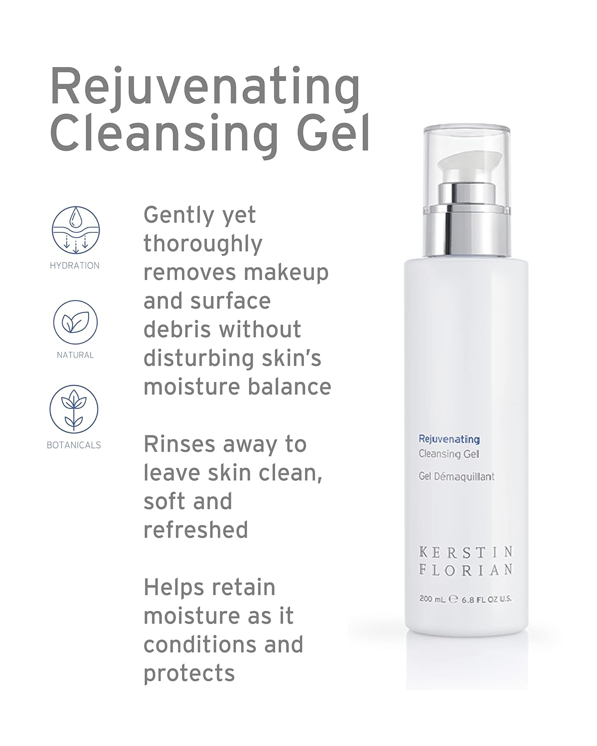 Kerstin Florian Rejuvenating Cleansing Gel | Gentle Face Wash and Makeup Remover for All Skin Types (6.8 fl oz)-GlimoraGlow