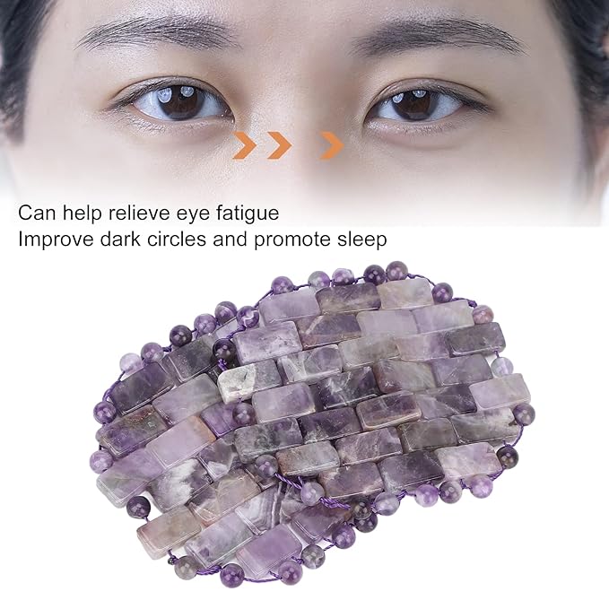 Jade Eye Mask, Amethyst Eye Pack Wrinkles Swelling Elimination Dark Circles Fading Jadestone Eye Massager Eye Pad Eye Shape Eye Covers for Men Women Soothing Eye Patch Reducing Facial Edema Stone-GlimoraGlow
