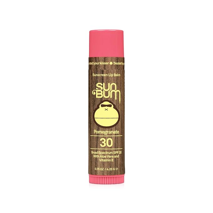 Sun Bum SPF 30 Sunscreen Lip Balm | Vegan and Cruelty Free Broad Spectrum UVA/UVB Lip Care with Aloe and Vitamin E for Moisturized Lips | Pomegranate Flavor |.15 oz-GlimoraGlow