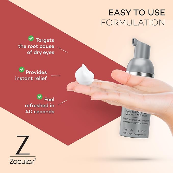 ZocuFoam Eyelid Cleanser - Foaming Eyelid Scrub - Natural pH Balanced Solution - 25mL-GlimoraGlow