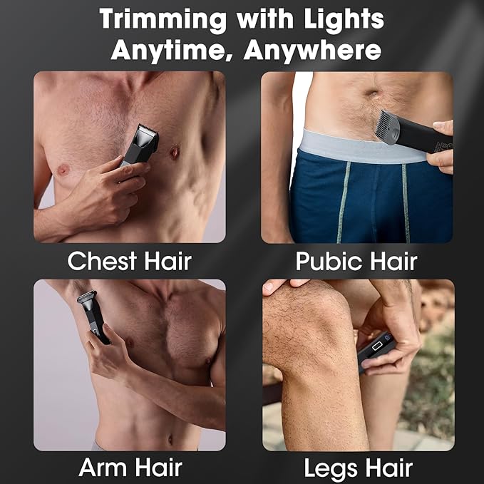 2-in-1 Manscape Trimmer for Men,Body & Groin Hair Trimmers for Men,Bikini Trimmer Women- Wet/Dry Electric Razors for Smooth No-Nick Shaving,IPX7 Waterproof Ball Shaver,LED Display,Black-GlimoraGlow