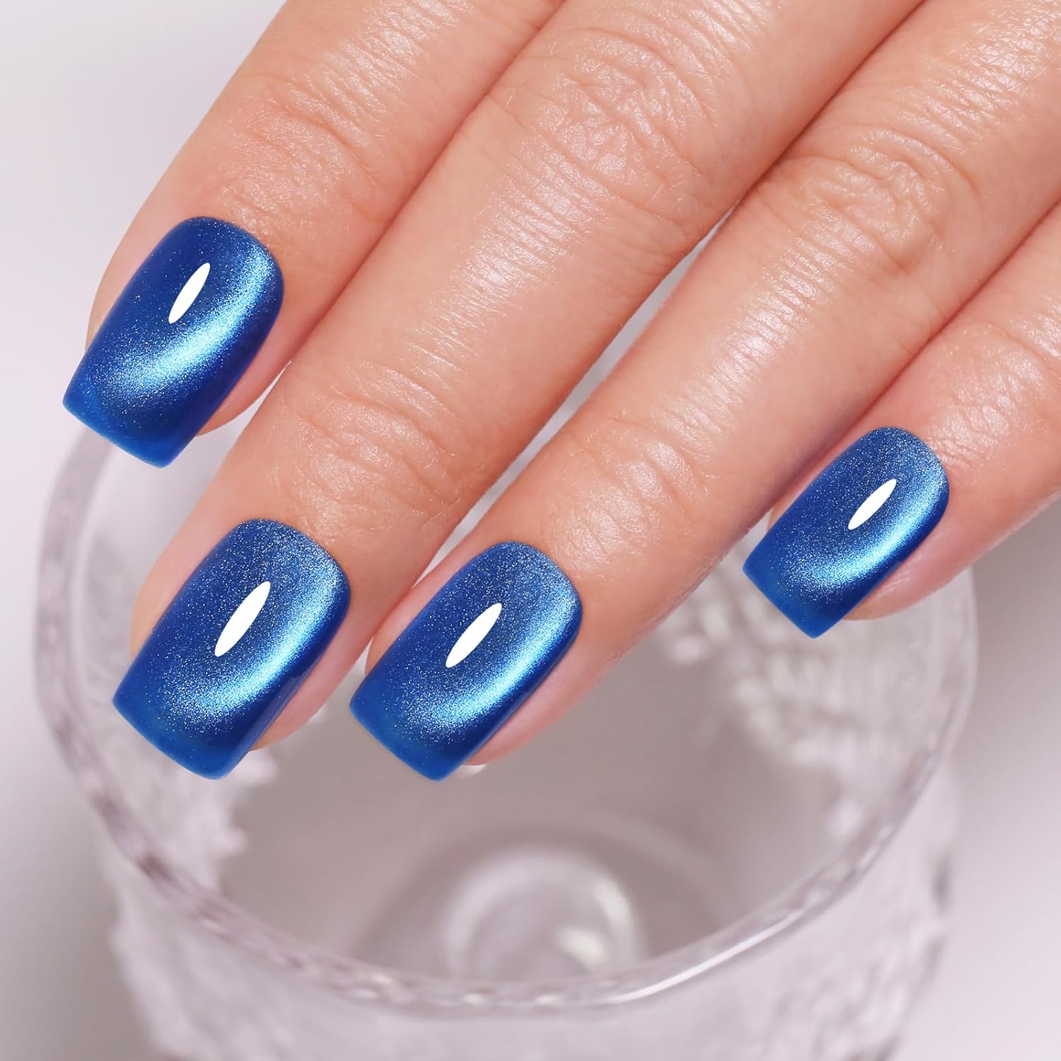 Imtiti Cat Eye Gel Nail Polish, Dark Blue Holographic Magnetic Crystal Nail Gel Polish With Magnet Glittery Galaxy Spring Summer Kit Soak Off UV Led 10ML-GlimoraGlow