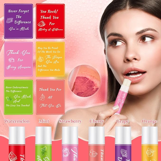 24 Pcs Lip Balm Gifts Bulk Thank You Gifts Employee Appreciation Gifts for Coworkers Moisturizer Assorted Flavors Natural Ingredients Dry Chapped Lip Care Gift for Women Men Teen-GlimoraGlow