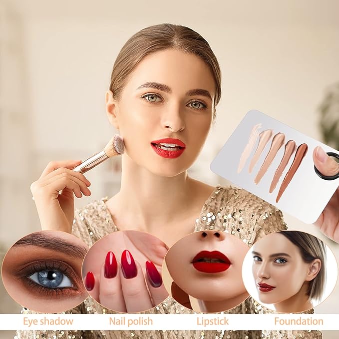 2 Sets Foundation Palette Makeup Mixing Palette Stainless Steel Cosmetic Mixing Palette with Spatula Makeup Artist Tool for Mixing Foundation Eye Shadow Eyelash Nail Art (4.52 x 2.99 inch)-GlimoraGlow