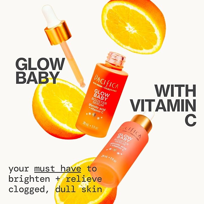 Pacifica Vitamin C Face Serum - Glow Baby Booster Facial Serum - Glycolic Acid Serum For Face - Dark Spot Corrector Anti Aging Brightening - Dermatologist Tested, Fragrance Free, Clean Skin Care Vegan-GlimoraGlow