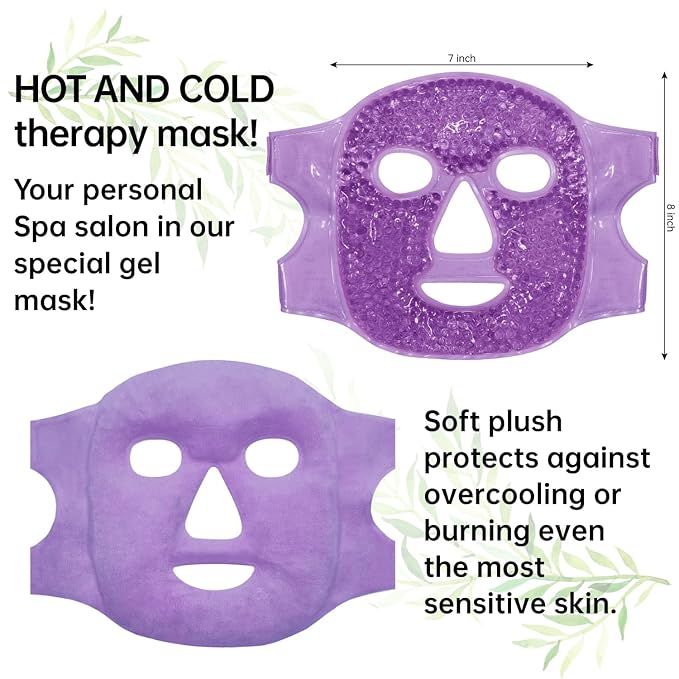 Ice Pack Face Eye Mask for Dark Circles and Puffiness,Gel Cold Cooling Face Mask for Migraines, Headache, Stress and Relaxation (Purple)-GlimoraGlow