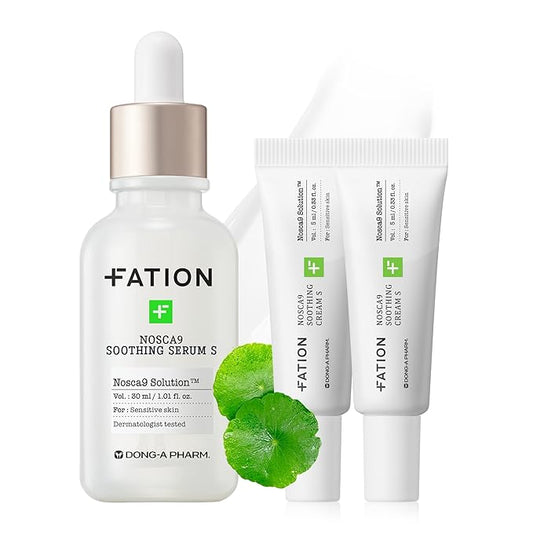 Nosca9 Soothing Serum Set - Serum and Cream for Sensitive Skin | Ceramide & Centella for Barrier Repair & Hydration | Korean Acne Skincare Routine (30ml+5ml+5ml)-GlimoraGlow