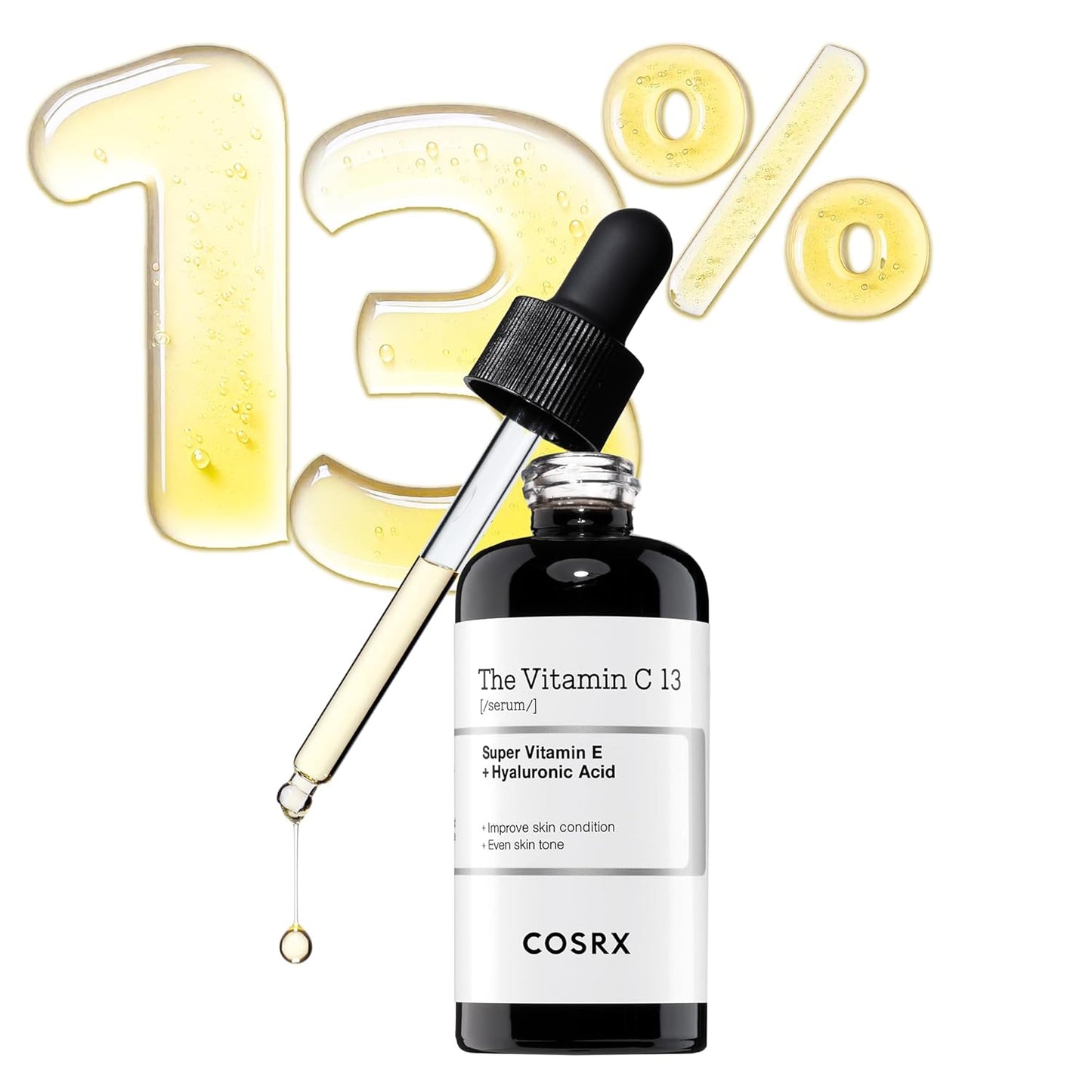 COSRX Pure Vitamin C 13% Serum with Vitamin E & Hyaluronic Acid, Hydrating Facial Serum for Fine Lines, Uneven Skin Tone & Dull Skin, 0.67fl.oz/20ml, Korean Skin Care-GlimoraGlow