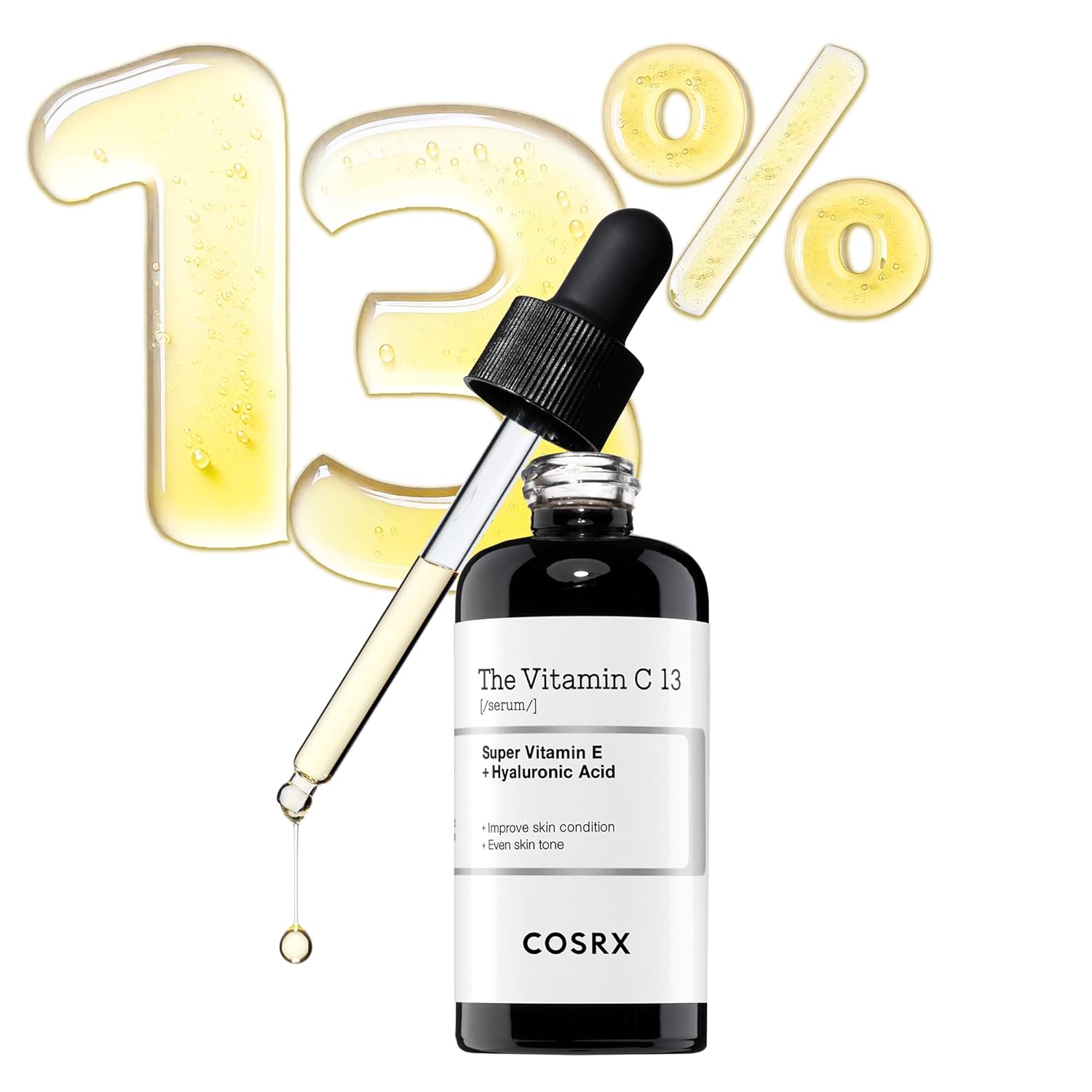 COSRX Pure Vitamin C 13% Serum with Vitamin E & Hyaluronic Acid, Hydrating Facial Serum for Fine Lines, Uneven Skin Tone & Dull Skin, 0.67fl.oz/20ml, Korean Skin Care-GlimoraGlow