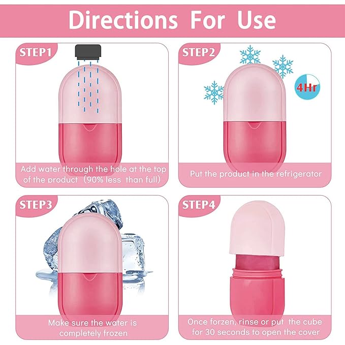 Ice Roller for Face and Eye, Ice face roller,Gua Sha Facial Tools, Facial ice roller, Skin Care Tools,Ice mold for face…(Pink-face)-GlimoraGlow