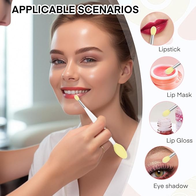 Unaone Lip Scrub Brush - 3 PCS Dual-ended Lip Scrubber Exfoliator and Silicone Lip Brush, 3-in-1 Silicone Lip Scrub Tool Lip Mask Applicator, Gentle Exfoliator & Applicator for Soft-GlimoraGlow