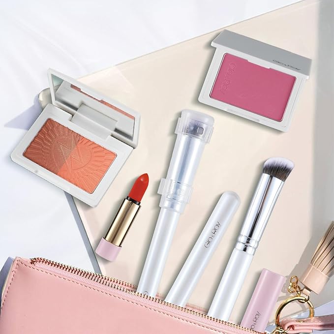 GLO&RAY Concealer Brush Under Eye - Makeup Brush Angled Flat Teardrop, Nose Contour for Powder Pro Concealing Blending for Liquid & Cream Cosmetic, Foundation Brushes Small With Dust Cover (White)-GlimoraGlow