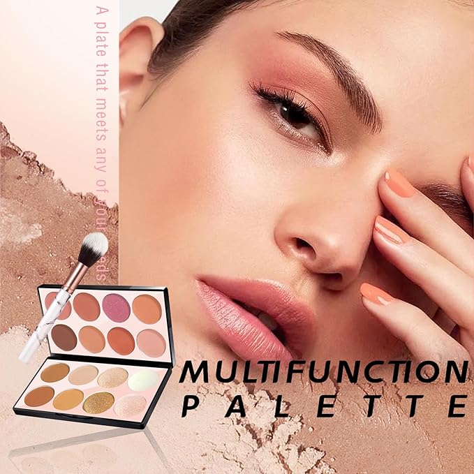 16 Colors Blush Contour Highlighter Makeup Palette with Brush, Matte Mineral Face Blush Powder for Cheek, Bright Shimmer Illuminator Bronzer Professional Facial Beauty Makeup Blushes Set-GlimoraGlow