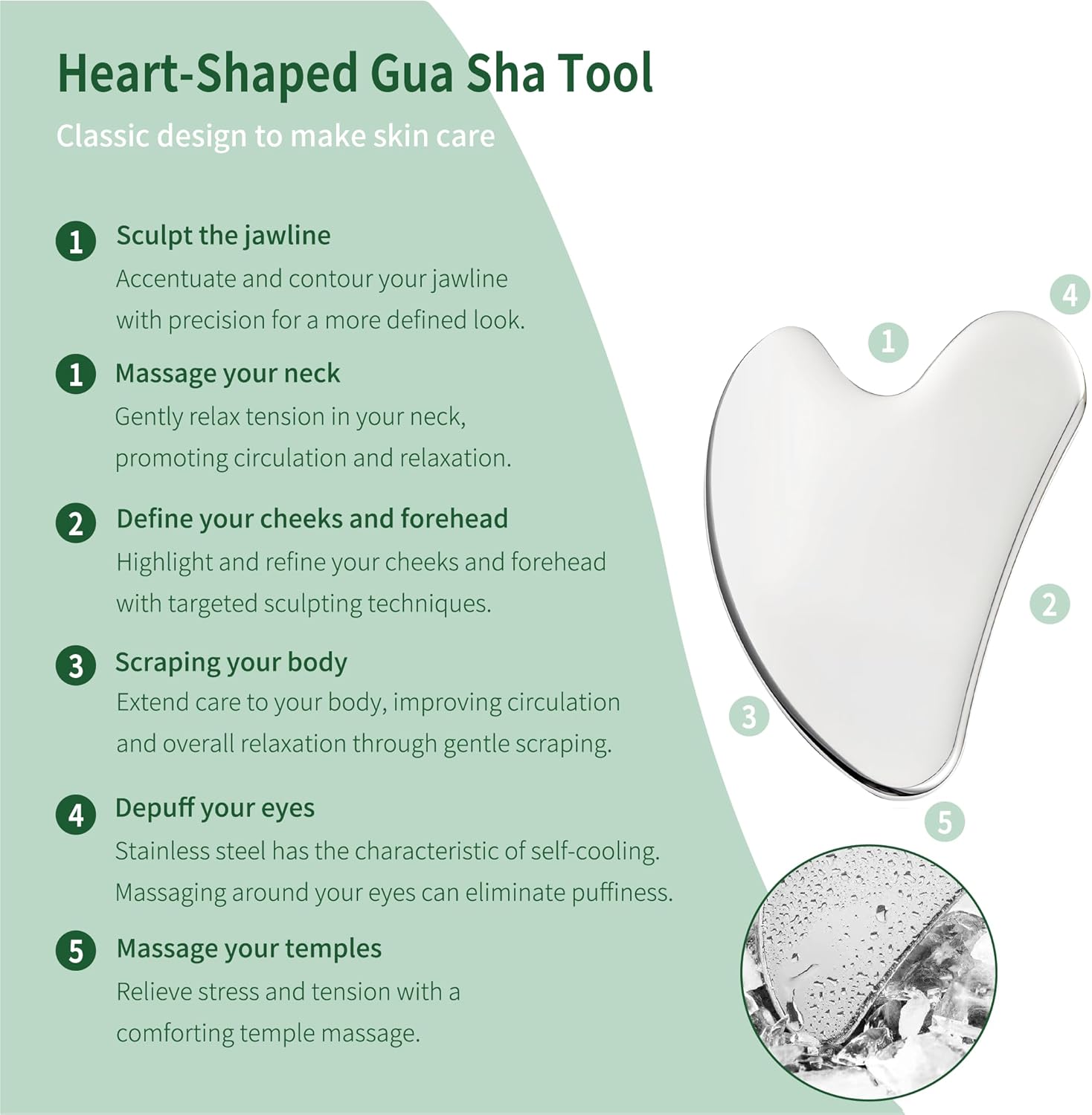 Gua Sha Facial Tools Stainless Steel & Face Roller Massager Skin, Facial Massage Skin Care for Face Neck Body, Reduce Puffiness Remove Wrinkles, Valentines Gift for Women-GlimoraGlow