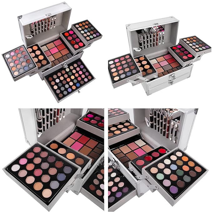 132 Colors All-in-one Makeup Palette Cosmetic Contouring Kit Gift Box Combination with Eyeshadow, Cream Concealer, Eyebrow Powder, Lip Gloss, Blush and Face Pressed Powder-GlimoraGlow