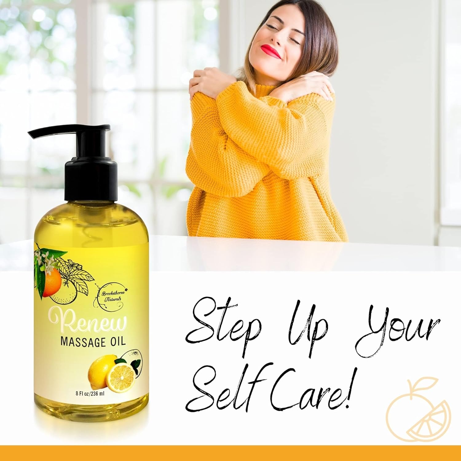 Renew Massage Oil with Orange, Lemon & Peppermint Essential Oils - Great for Massage Therapy or Home use. Ideal for Full Body – with Almond, Grapeseed & Jojoba – by Brookethorne Naturals-GlimoraGlow