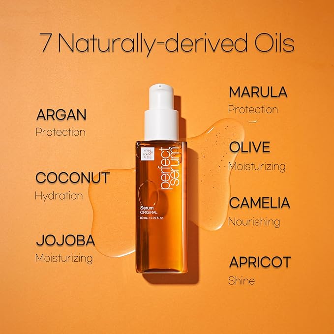 Mise En Scene PerfectSerum Original - HairOil for Frizzy & Dry, Hydration and Nutrition Hairy Essence for Damage Care, Korean HairCare Product, Hair Serum 2.71 Fl. Oz.-GlimoraGlow