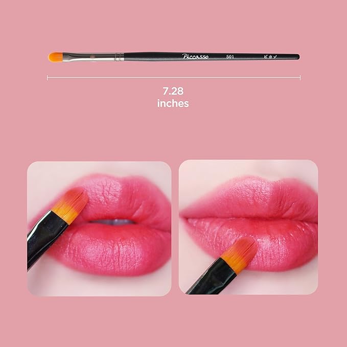 Piccasso 501 Lip Brush – Professional Lip Brush for Precise Lip Gloss & Lip Stain Application, Smooth Color Payoff & Defined Lip Lines, Synthetic Makeup Brush for Clean, Flawless Finish-GlimoraGlow