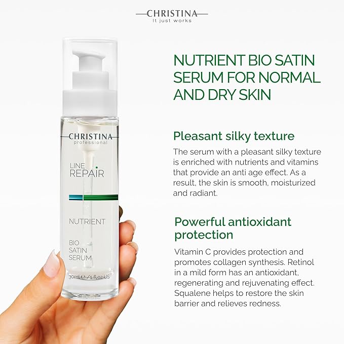 Christina Line Repair Bio Satin Vitamin C Serum for Face | Deeply Nourished Radiant Skin | Vitamin-Rich Protection | Retinol Revitalization Face Serum | For Sensitive, Normal, and Dry Skin 30ml-GlimoraGlow
