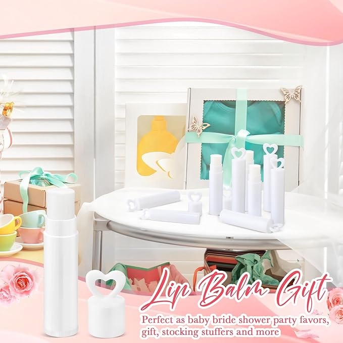 100 Pcs Lip Balm Bulk Heart Shape Lip Balm Jasmine Scented Beeswax Lip Balm Moisturizing Lip Balm Add Your Own Labels for Teacher Baby Shower Coworkers Friend Gift-GlimoraGlow