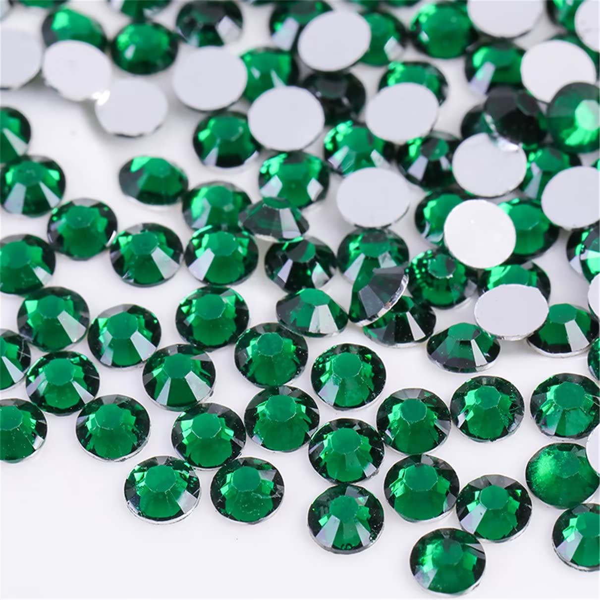 1000 Pieces SS20 5mm Flatback Rhinestones Clear Glass Round Gems Crystals for Nail Art DIY Crafts Clothes Shoes Bags （Dark Green）-GlimoraGlow