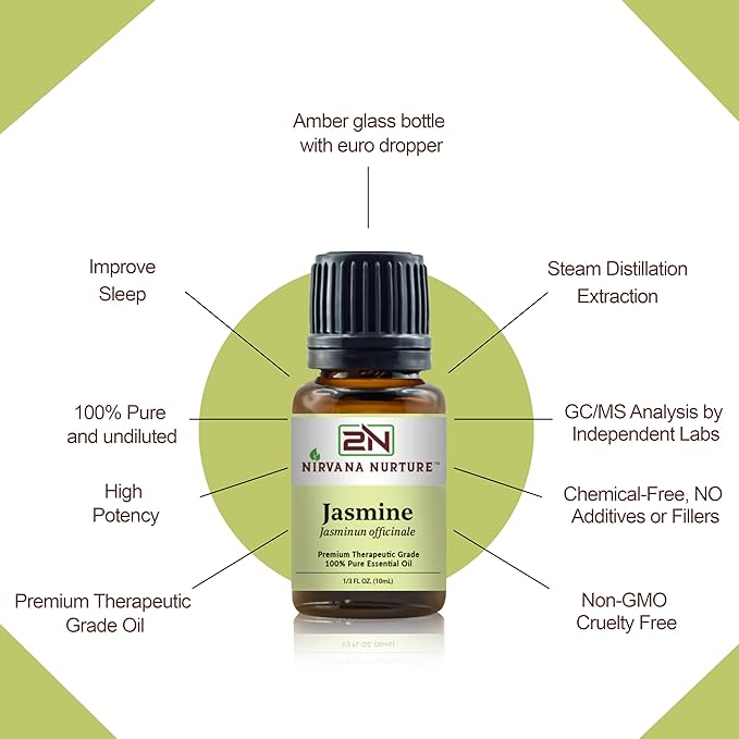 Jasmine Essential Oil 100% Pure Premium Therapeutic Grade, Undiluted - Aromatherapy Diffuser for Calm and Relaxation, Skin Care, Hair Care-GlimoraGlow