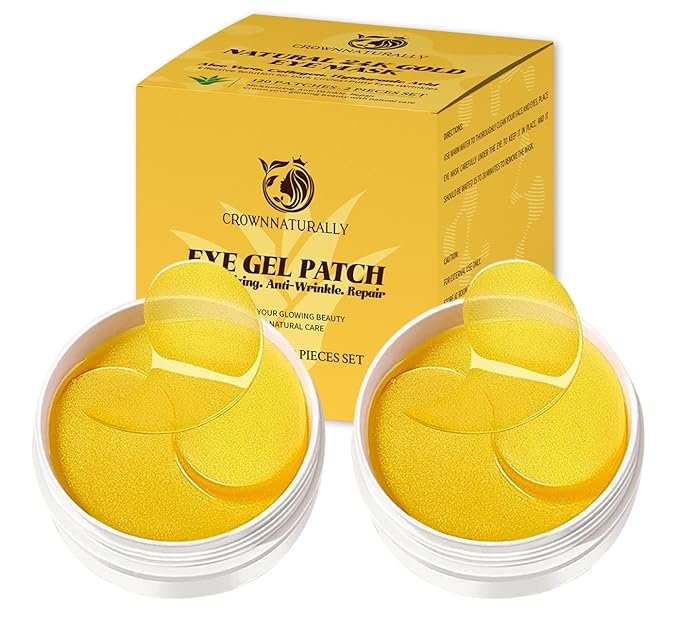 120PCS Under Eye Patches 24K Gold Eye Mask with Aloe Vera Natural Ingredients, Moisturizing Skin Care with Hyaluronic Acid and Collagen for Anti-Wrinkle, for Dark Circles and Puffiness-GlimoraGlow