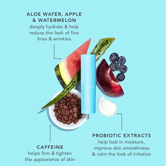 TULA Skin Care Eye Balm Glow & Get It + 24-7 Hydrating Day Night Cream & Purifying Cleanser Dual Packette - Dark Circle Treatment, Instantly Hydrate and Brighten Undereye Area, 0.35 oz.-GlimoraGlow