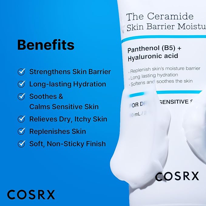 COSRX Ceramide Skin Barrier Moisturizer for Face with 7 Ceramides, Hyaluronic Acid & Panthenol for All Skin Types, 2.7 fl.oz, Korean Skin Care-GlimoraGlow