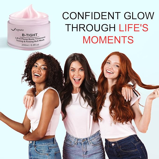 B-TIGHT Body Cream, 200ml Leave-On Booty Enhancing Mask, Firming & Moisturizing Cream, Leave-On Cellulite Mask - Improves Skin Tightness in Buttock Area, Lift sagging skin - 6.76 oz-GlimoraGlow