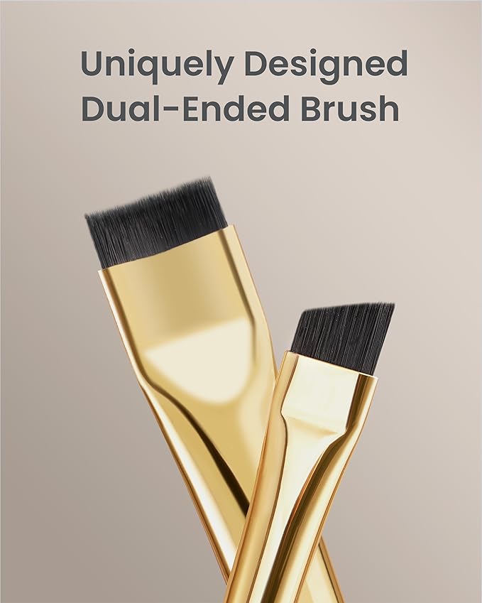 Desert Oak Series Precision Thin Eyeliner Brush - Dual-Ended Angled & Concave Tips for Winged Lines/Tightlining, Gel & Liquid Liner Compatible, Ebana Handle (CM 161)-GlimoraGlow