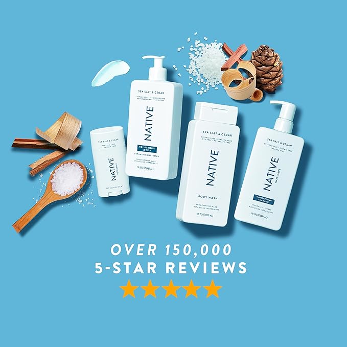 Native Body Lotion Contains Naturally Derived Plant-Based Moisturizers for Women and Men | Restores Dry Skin, Sea Salt & Cedar, 16.5 fl oz-GlimoraGlow