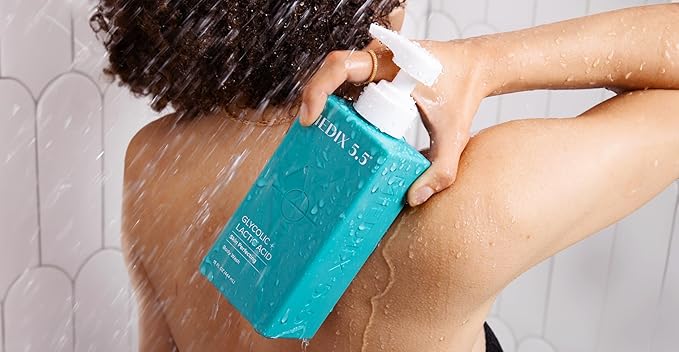 MEDIX 5.5 Body Scrub Skin Care Glycolic Acid Exfoliating Body Cleanser KP Bump Eraser | AHA + Lactic Acid Anti Aging All Skin Type Wash | Keratosis Pilaris & Acne | Body & Face Wash Exfoliate, 2-Pack-GlimoraGlow