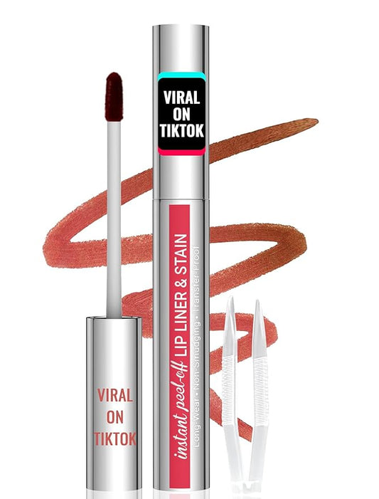iMethod Lip Stain - Lip Liner Stain, Peel Off Lip Stain with Tweezer, Natural Long Lasting, Waterproof, Easy to Use, Stay On All Day, Cocoa-GlimoraGlow