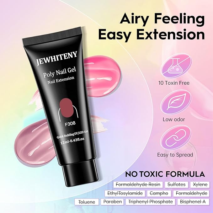 JEWHITENY 14 Colors Poly Gel Nail Kit 27 Colors Gel Nail Polish Kit With U V Light All In One Nail Art Starter Kit Suitable For All Seasons-GlimoraGlow