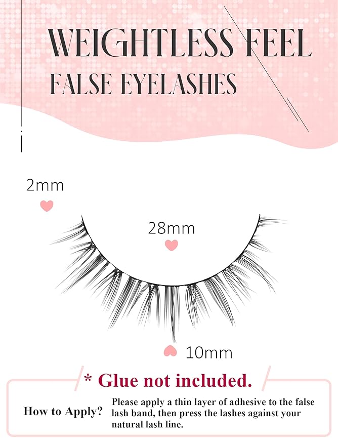 Natural Lashes Natural Eyelashes Short Eyelashes Natural Look False Eyelashes Wispy Eye Lashes Small Lashes Fake Lashes K17-GlimoraGlow