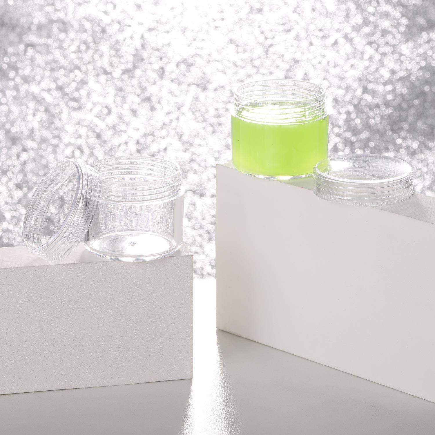 100 Count Clear Plastic Sample Containers 20g Empty Jars Cosmetic Containers with Lids Leak Proof Lip Balm Containers-GlimoraGlow