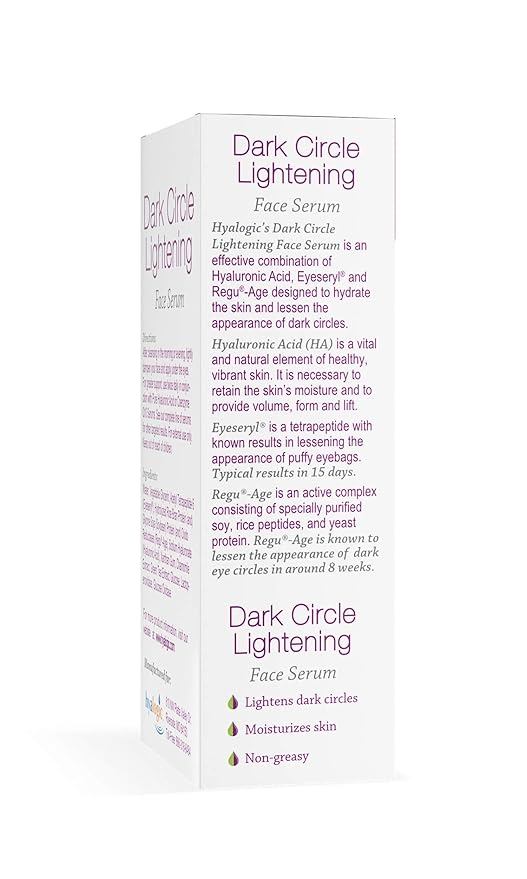 Hyalogic Dark Circle Lightening Face Serum - Treat Under Eye Dark Circles w/Hyaluronic Acid, Eveseryl & Regu-Age - Soothe, Nourish & Rejuvenate Skin - 1oz-GlimoraGlow