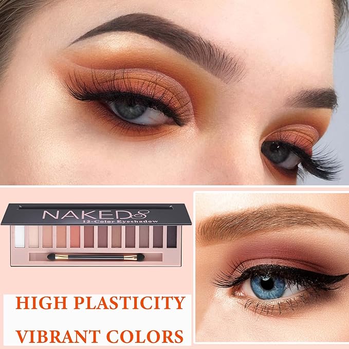 12 Color Naked Eyeshadow Palette,Matte Earth Color Eyeshadow,Natural Nude Eyeshadow Palette,Professional Waterproof and Smudge Proof Eye Shadow Palette Kit,Eye Makeup Set for Women（A）-GlimoraGlow