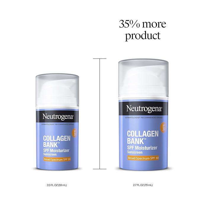 Neutrogena Collagen Bank Face Moisturizer with SPF 30 Sunscreen, Larger Size Anti-Aging Face & Neck Collagen Cream, Micro-Peptide, Support & Defend Skin’s Natural Collagen, 2.7 fl oz-GlimoraGlow