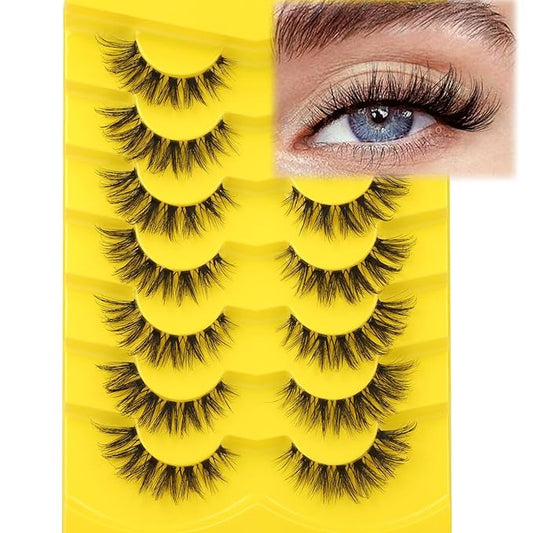 Lashes Natural Look False Eyelashes Clear Band Wispy Faux Mink Eyelashes Short Natural Cat Eye Strip Lashes Pack 7 Pairs by Kiromiro-GlimoraGlow