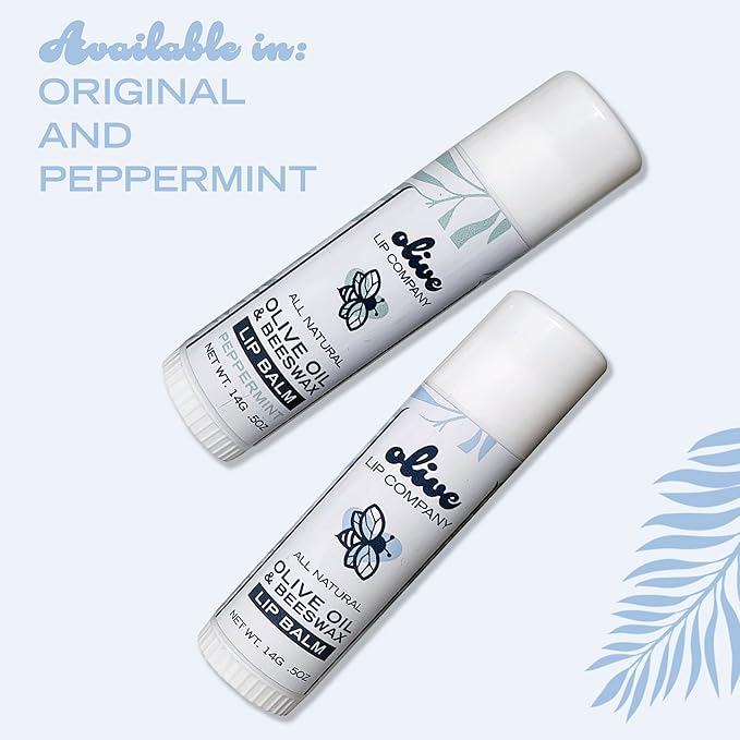 Hydrating Olive Oil and Peppermint Lip Balm with Mango Butter and Beeswax, 0.5 oz. Jumbo Tube, Clear Long Lasting Moisturizer for Dry, Cracked, Chapped Lips-GlimoraGlow