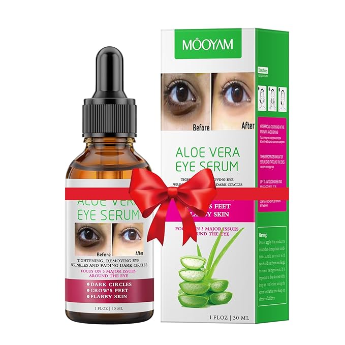 Aloe Vera Eye Serum Dark Circles Under Eye Treatment for Women to Reduce Appearance of Puffy Eyes Eye Bags Fine Lines and Wrinkles for All Skin Types, Beauty Skin Care Gift-GlimoraGlow