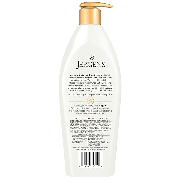 Jergens Shea Butter Hand and Body Lotion, Deep Conditioning Moisturizer, 3X More Radiant Skin, with Pure Shea Butter, Dermatologist Tested, 16.8 Oz, Pack of 3-GlimoraGlow