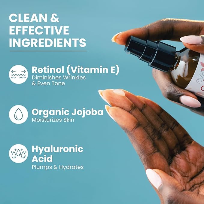 Retinol Serum by Eva Naturals - 2.5% Retinol Serum for Face with Hyaluronic Acid, Vitamin E & Organic Aloe - Retinol Face Serum that Reduce Wrinkles, Fine Lines & Dark Spots - Anti Aging Serum, 2 Pack-GlimoraGlow