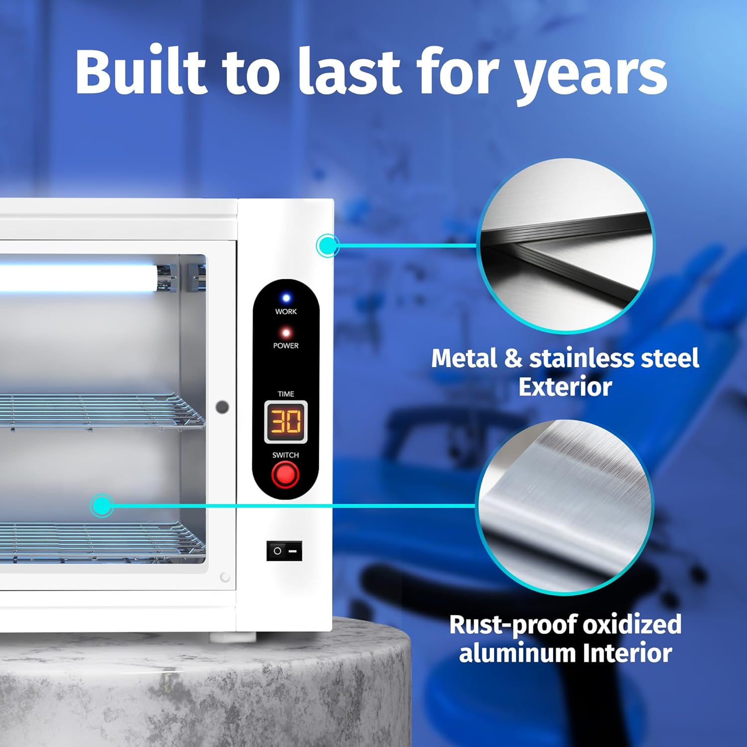 JJ CARE UV Sterilizer 8 Liter Capacity, UV Light 99% Sterilization Killing Efficiency, LED Timer UV Sterilizer Cabinet for Salon, Spa, Office and At Home Use, Professional Tabletop UV Sterilizer,-GlimoraGlow