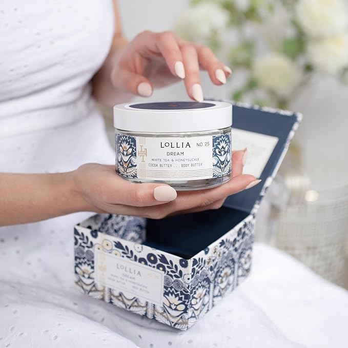 LOLLIA Dream Body Butter, 5.5 oz. - White Tea & Honeysuckle Fragrance - Shea Butter & Cocoa Butter, Body Lotion for Women, Hydrating & Smooth Body Moisturizer-GlimoraGlow