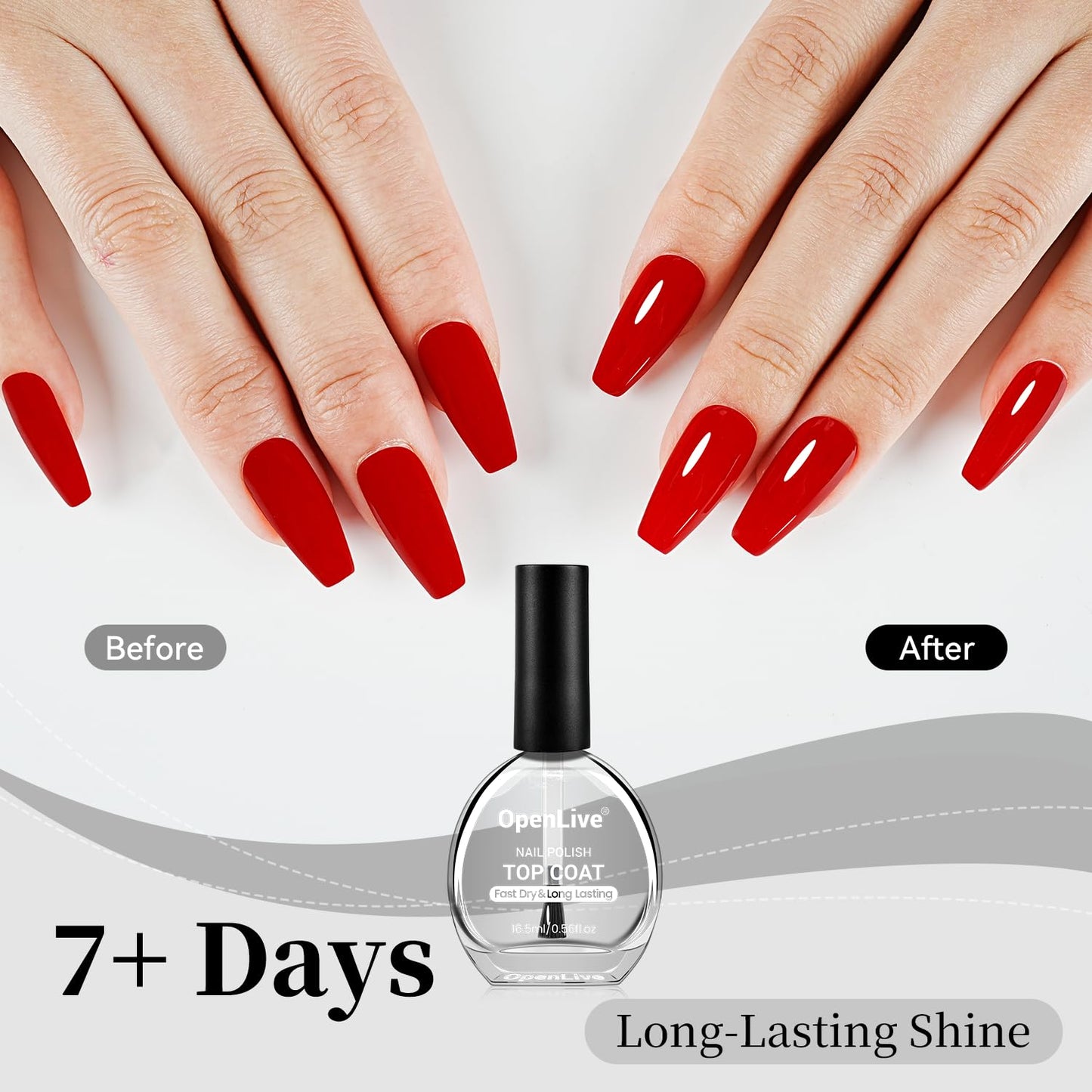 16.5ml Top Coat Clear Nail Polish, Quick Dry High Gloss Shine Large Volume Top Coat, Long Wear and Scratch Resistant for Women Salon DIY Nail Art-GlimoraGlow